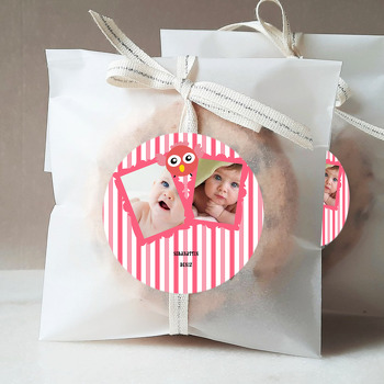 İki Resimli Pembe Baykuş Temalı Sticker
