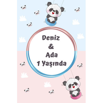 İkiz Panda Temalı Doğum Günü Afiş