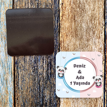 İkiz Panda Temalı Doğum Günü Magnet