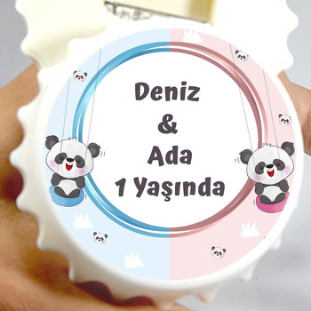 İkiz Panda Temalı Kapak Şekilli Magnet Açacak