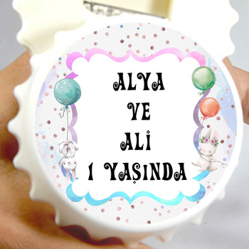 İkiz Tavşan Temalı Kapak Şekilli Magnet Açacak