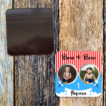 İkiz Uçak Temalı Resimli Kare Magnet