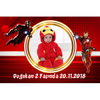 Iron Man Temalı Doğum Günü Plastik Magnet