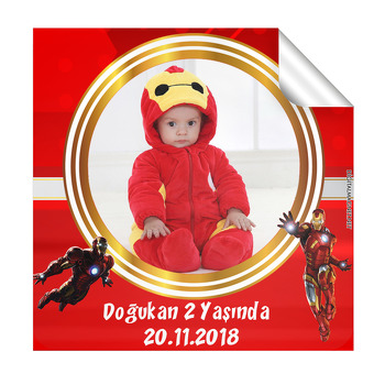 İron Man Temalı Kare Etiket