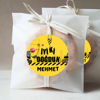 İş Makineleri ve İyi ki Doğdun Temalı Sticker