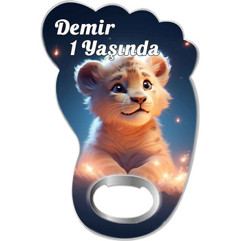 Işıltılı Aslan Temalı Ayak İzi Magnet Açacak