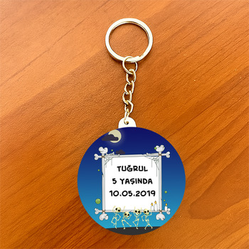 İskelet Temalı Daire Plastik Anahtarlık
