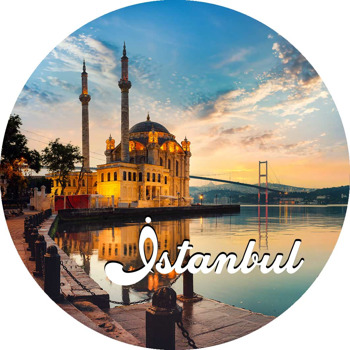 İstanbul Ortaköy Şehirler Temalı Daire Plastik Anahtarlık