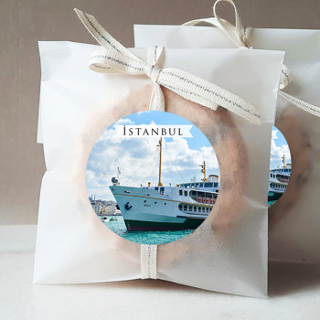 İstanbul Vapur İskelesi ile Şehirler Temalı Sticker