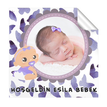 İyi Geceler Temalı Bebek  Kare Etiketi