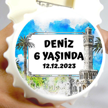 İzmir Saat Kulesi Temalı Kapak Şekilli Magnet Açacak