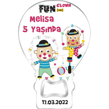 Jonglör Hayvanlar Temalı Balon Ahşap Magnet 