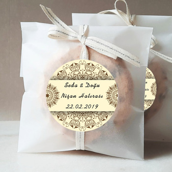 Kahverengi Motif  Temalı Söz Nişan Nikah Sticker