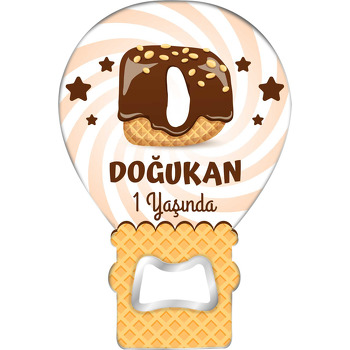 Kakaolu Dondurma ile D Harfi Temalı Balon Ahşap Magnet 