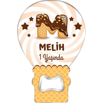 Kakaolu Dondurma ile M Harfi Temalı Balon Ahşap Magnet 
