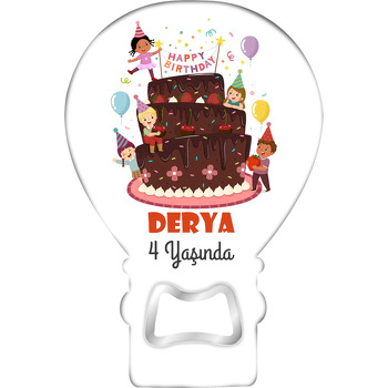 Kakaolu Pastada Çocuklar Temalı Balon Ahşap Magnet 