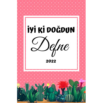 Kaktüs ile Pembe Puantiye Fon Temalı Doğum Günü Afiş