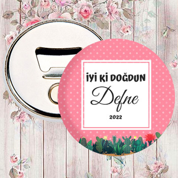 Kaktüs ile Pembe Puantiye Fon Temalı Magnet Açacak