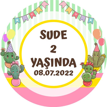 Kaktüs Partisi Temalı Akrilik Daire Magnet