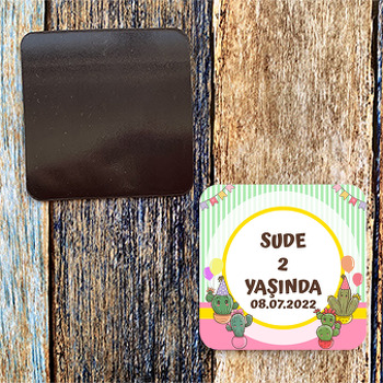Kaktüs Partisi Temalı Doğum Günü Magnet