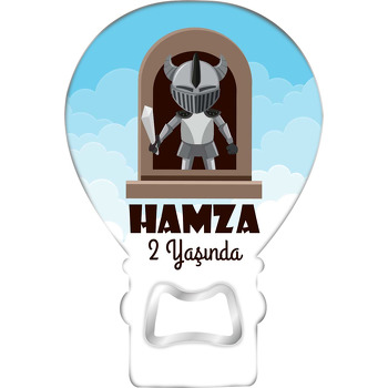 Kalede Zırhlı Şovalye Temalı Balon Ahşap Magnet 