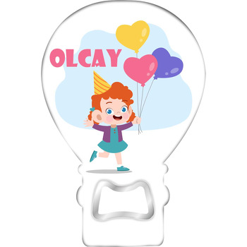 Kalp Balonlu Kız Çocuk Temalı Balon Ahşap Magnet 