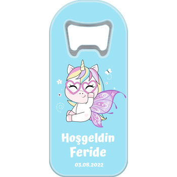 Kalp Gözlüklü Bebek Unicorn Temalı Uzun Magnet Açacak