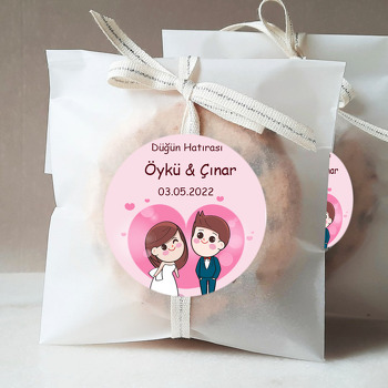Kalp İçinde Anime Gelin Damat Temalı Sticker