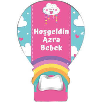 Kalpli Bulut ile Pembe Mavi Fon Temalı Balon Magnet Açacak