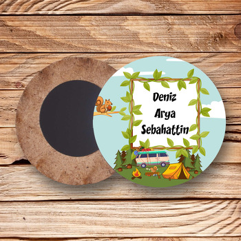 Kamp Temalı Ahşap Daire Magnet