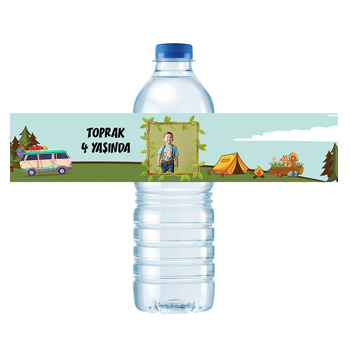 Kamp Temalı Su Şişesi Etiketi