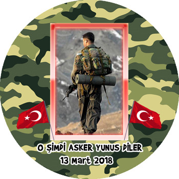 Kamuflaj Türk Bayrağı Temalı Akrilik Daire Magnet