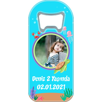Kaplumbağa ve Yengeç ile Mavi Deniz Temalı Uzun Magnet Açacak