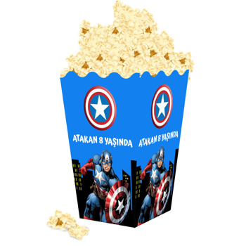 Kaptan Amerika Mavi Fon Temalı Popcorn Kutusu
