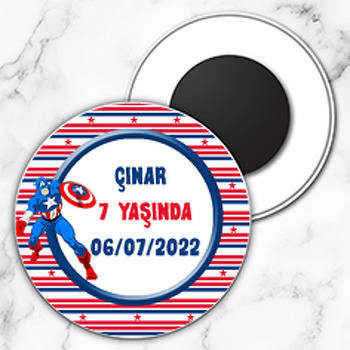 Kaptan Amerika Temalı Daire Plastik Magnet