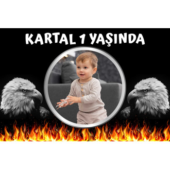 Kara Kartal Temalı Doğum Günü Afiş