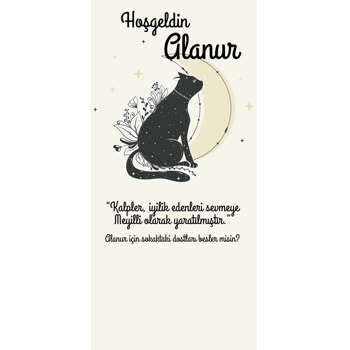 Kara Kedi ile Ay ve Yıldızlar Temalı Hediyelik Kart