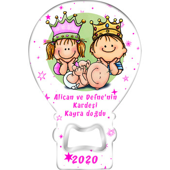 Kardeş Geldi Pembe Fonda Temalı Balon Magnet Açacak