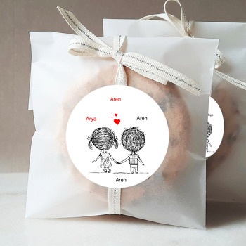 Karikatür Şeklinde Çift Temalı Söz Nişan Nikah Sticker
