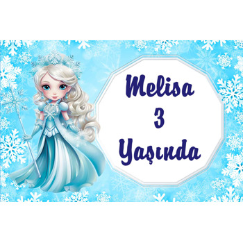 Karlar Kraliçesi Elsa Mavi Temalı Doğum Günü Afiş