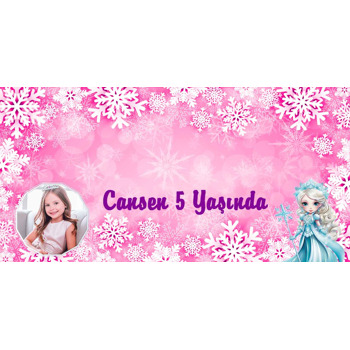 Karlar Kraliçesi Elsa Pembe Temalı Hediye Paket Başlığı