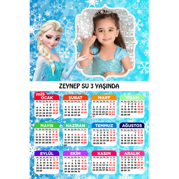 Karlar Ülkesi Elsa Mavi Temalı Takvim Magnet