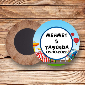 Karnaval Temalı Daire Ahşap Magnet