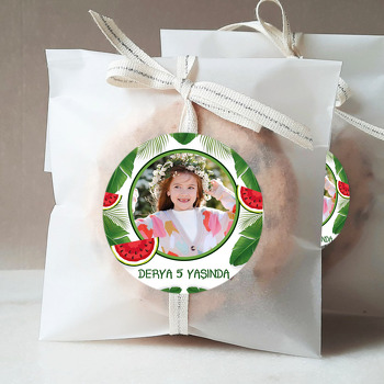 Karpuz ile Tropikal Yapraklar Temalı Sticker