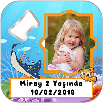 Sevimli Balık Temalı Kare Magnet Açacak
