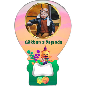 Kedi ile Tavuk Temalı Balon Ahşap Magnet 