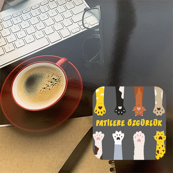 Kedi Patileri Temalı Bardak Altlığı