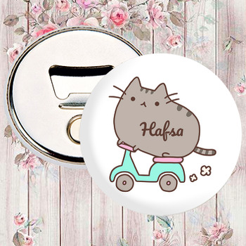 Kedi Pusheen ile Scooter Temalı Magnet Açacak