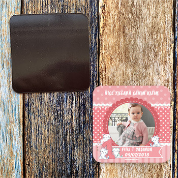 Kedi Temalı 1 Yaş Doğum Günü Magnet