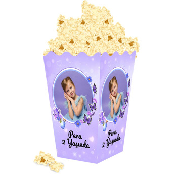 Kelebek ile Lavanta Temalı Popcorn Kutusu